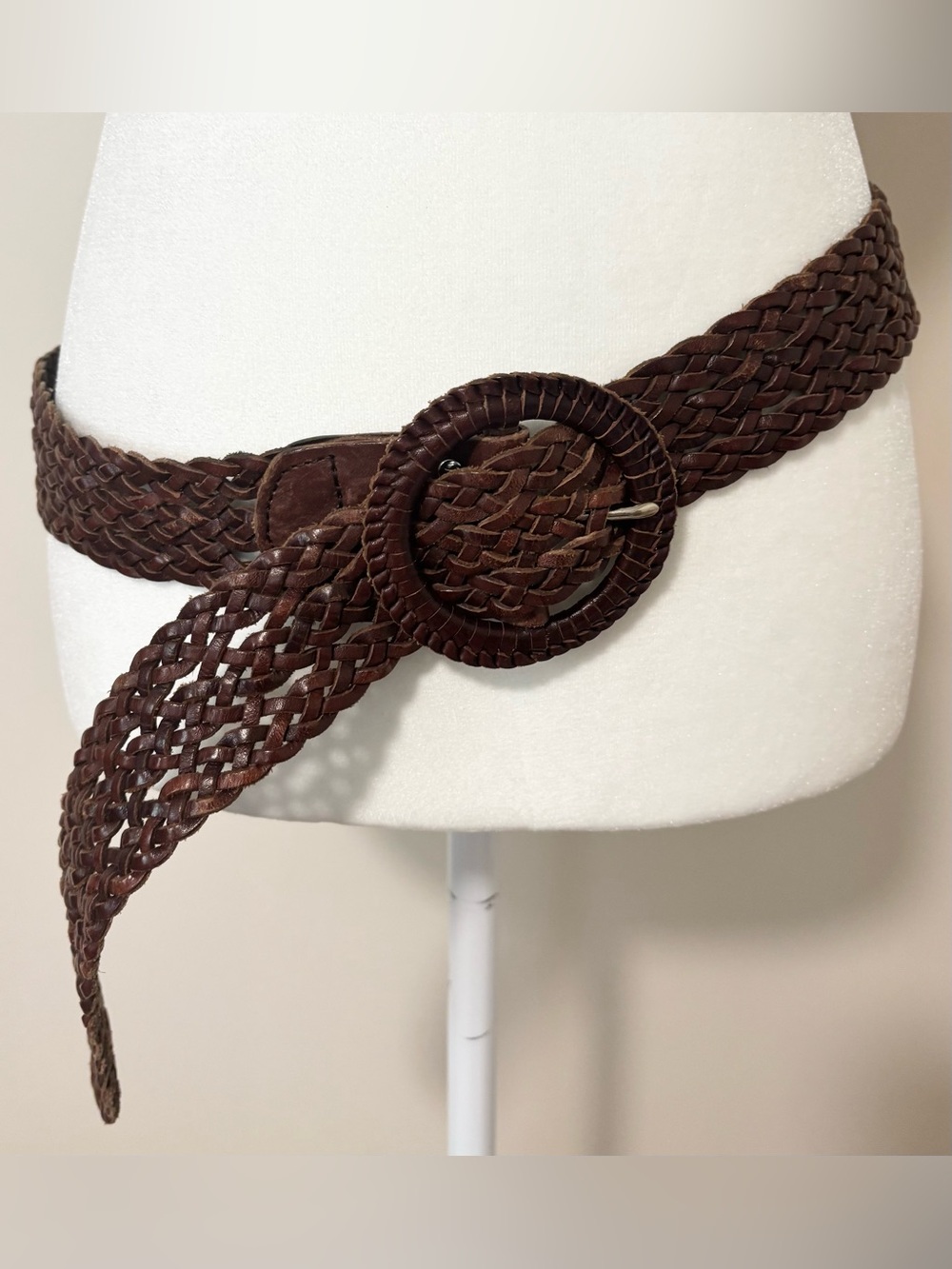 Vintage American Eagle Leather Y2K Braided Statement Belt